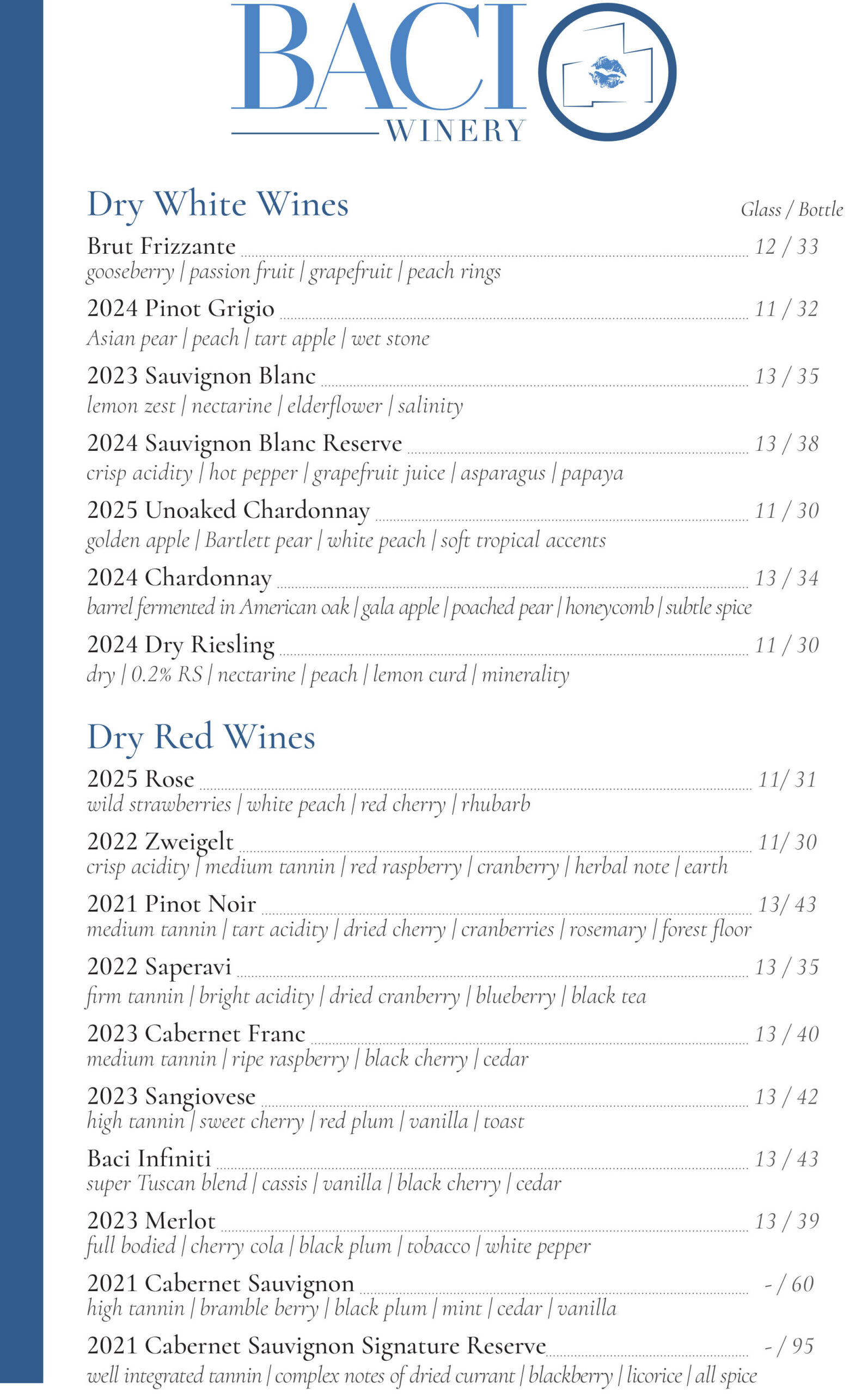 Baci Wine Menu 1