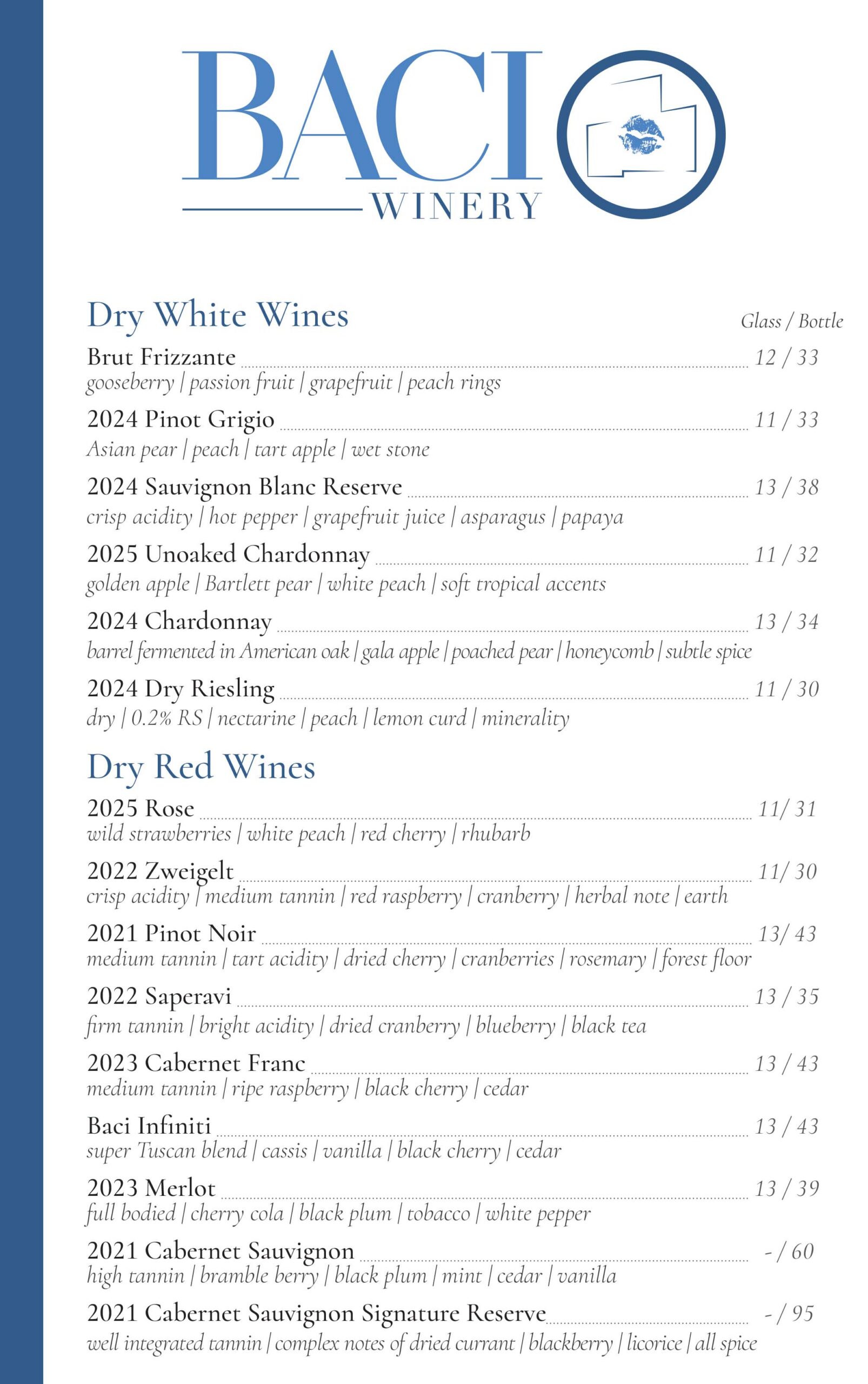 Baci Wine Menu 1