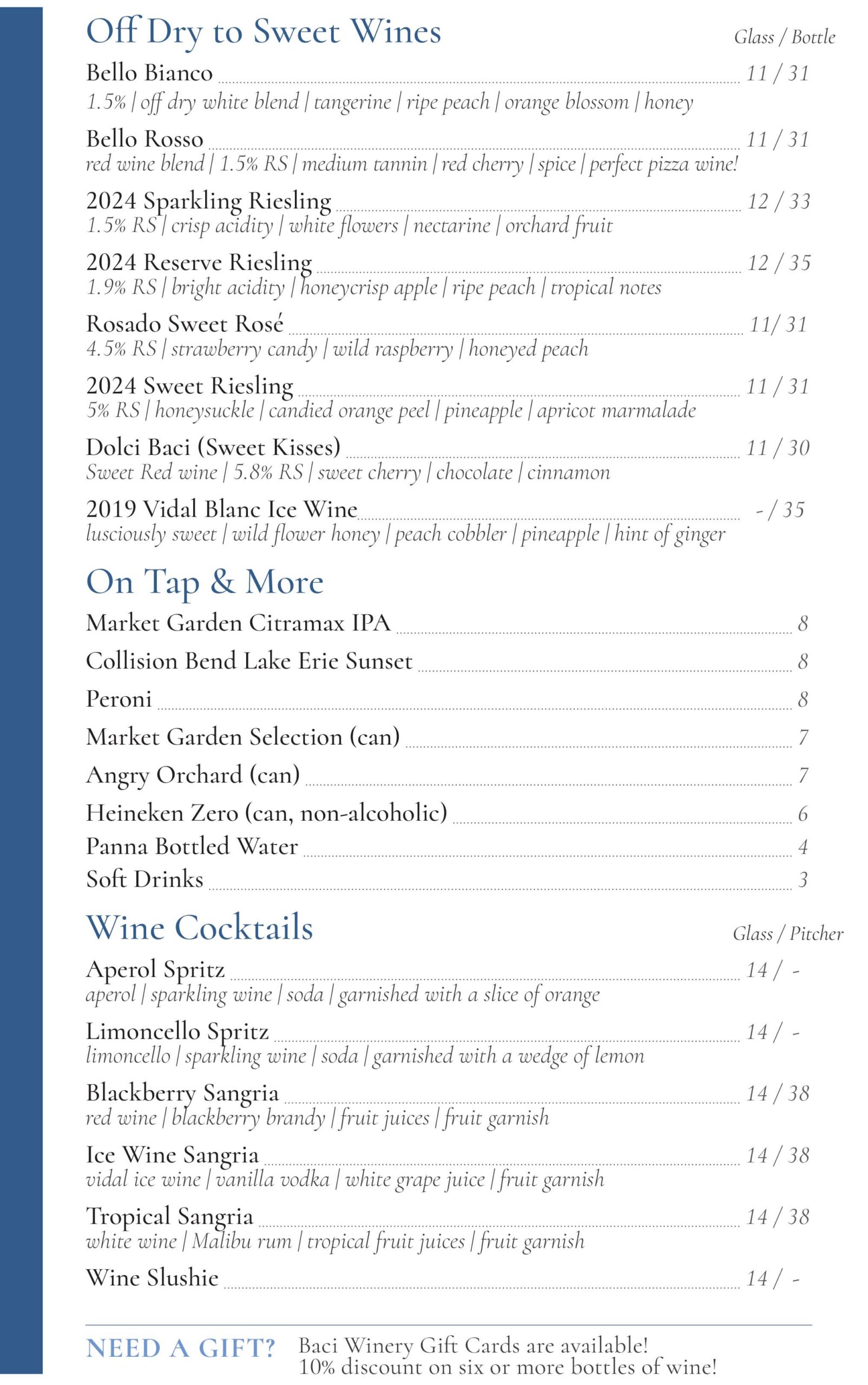 Baci Wine Menu 2