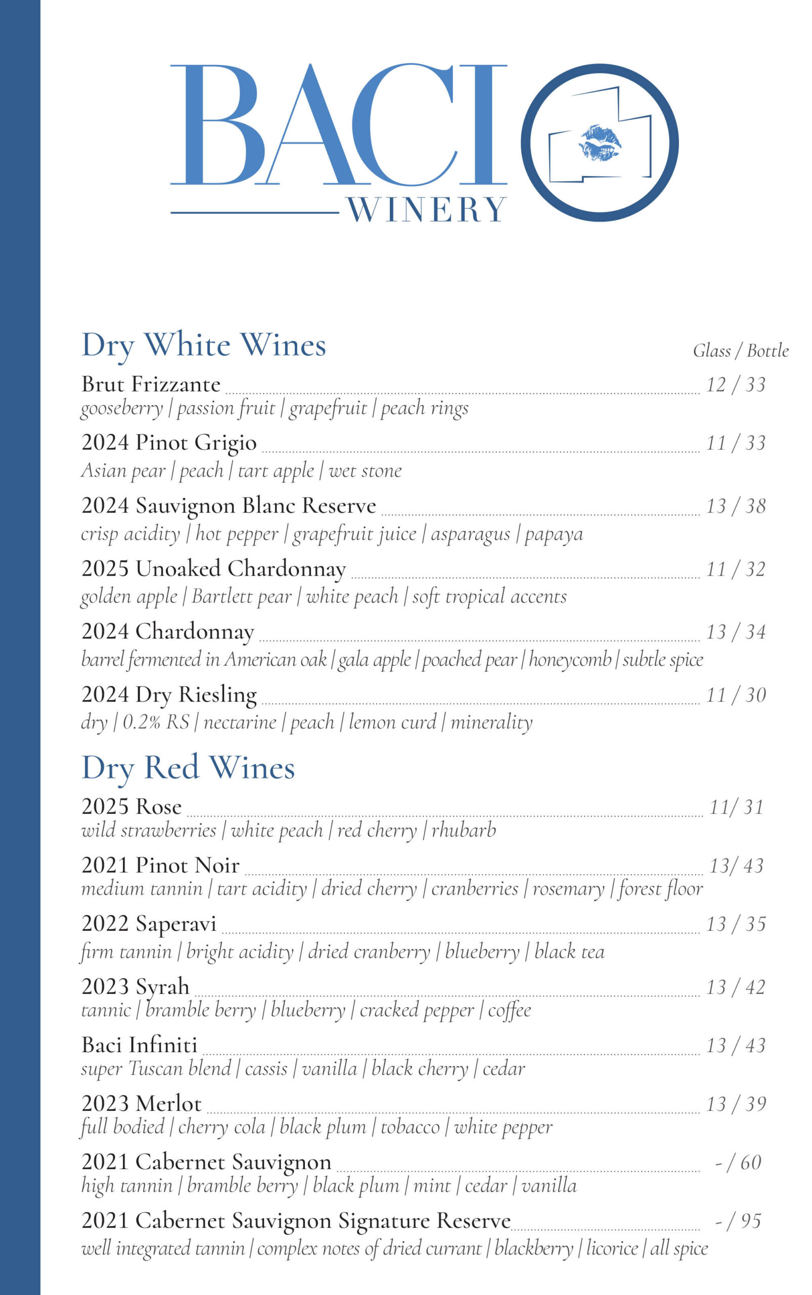 Baci Wine Menu 1