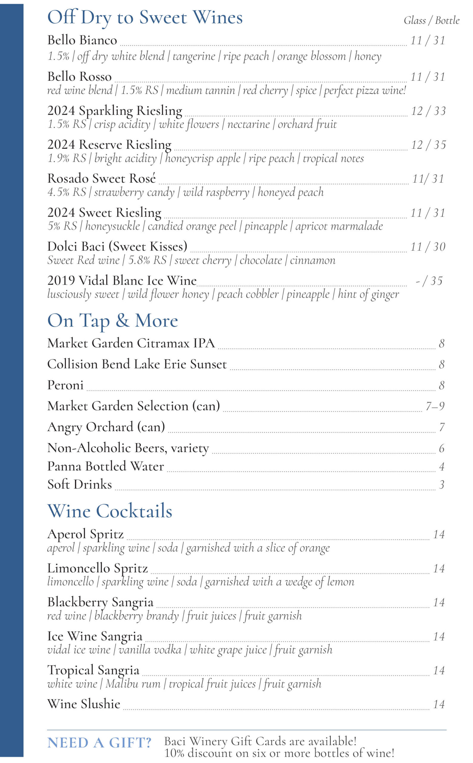 Baci Wine Menu 2